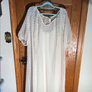 White Sheer Polka Dot Dress